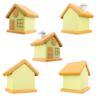 3d rendering house icon set. 3d rendering place of residence, dwelling different positions icon set. png