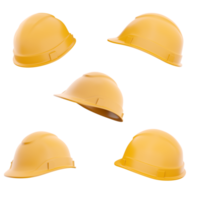 3d rendering orange construction helmet icon set. 3d render protective equipment different positions icon set. png