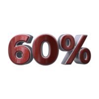 60 percent 3D number transparent background png