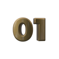 Number 01 3D render transparent background png