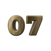 Number 07 3D render transparent background png