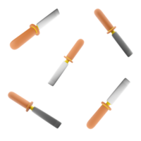 3d rendering chisel hand tool icon set. 3d render Carpentry chiseling tool different positions icon set. png