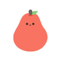 disegnato a mano carino rosso Pera, carino frutta personaggio design nel scarabocchio stile png