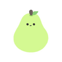 Hand-drawn Cute green pear, Cute fruit character design in doodle style png