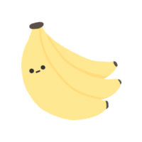 ritad för hand söt gul banan, söt frukt karaktär design i klotter stil png