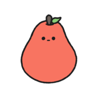 Hand-drawn Cute red pear, Cute fruit character design in doodle style png