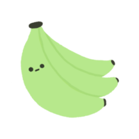 Hand-drawn Cute green Banana, Cute fruit character design in doodle style png