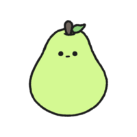 Hand-drawn Cute green pear, Cute fruit character design in doodle style png