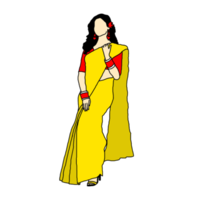 Women in Red And Yellow Traditional Saree png