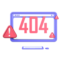 3d ilustração problema 404 local na rede Internet objeto png