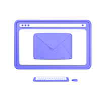 3d ilustración entrante correo en el computadora objeto png