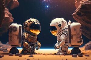 Robotic explorers in space discovery. photo