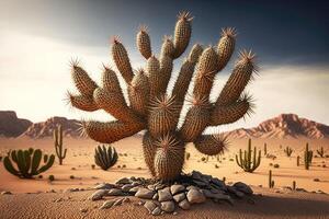 Cactus on the dry desert land. photo