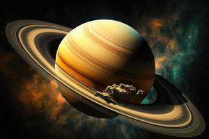 Fascinating Saturn. AI Generated photo