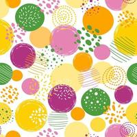 Multi colored seamless pattern polka dot abstract ornament hand drawn circles, round shapes. Repeat vector illustration for wallpaper, wrap Colorful dots background