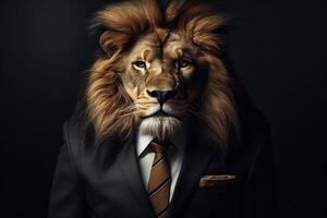 ai generativo león como un empresa CEO foto