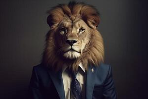 ai generativo león como un empresa CEO foto