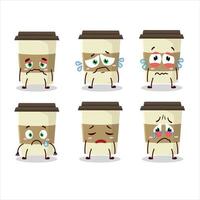 Coffee cup cartoon character with sad expression vector