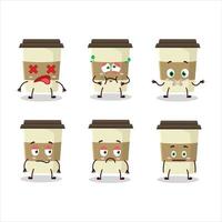 Coffee cup cartoon character with nope expression vector