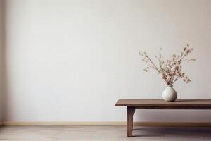 indoor view with pot, leaves and furniture in asian style photo