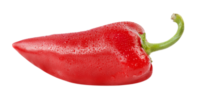 vermelho cappi Pimenta com água gotas isolado em transparente fundo. estoque fundo png