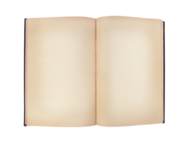 Old open book with empty pages isolated on transparent background. Stock photo png