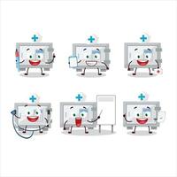 Doctor profession emoticon with digital safe box cartoon character vector