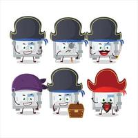 Cartoon character of digital safe box with various pirates emoticons vector