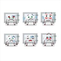 Digital safe box cartoon character with sad expression vector