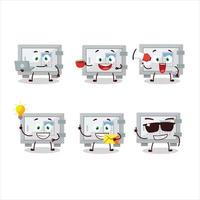 Digital safe box cartoon character with various types of business emoticons vector