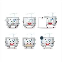 Cartoon character of digital safe box with various chef emoticons vector