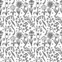 Seamless floral pattern. Doodle floral background. Spring pattern vector