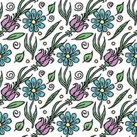 Seamless floral pattern. Doodle floral background. Spring pattern vector