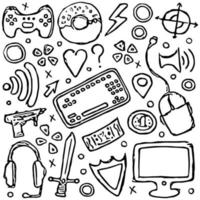 Gaming icons. Doodle gamingbackground vector