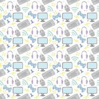 Seamless gaming pattern. Doodle background with gaming icons vector