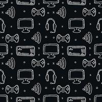 Seamless gaming pattern. Doodle background with gaming icons vector