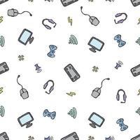 Seamless gaming pattern. Doodle background with gaming icons vector