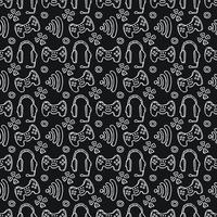 Seamless gaming pattern. Doodle background with gaming icons vector