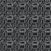 Seamless gaming pattern. Doodle background with gaming icons vector