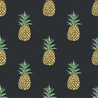 Seamless pineapple pattern. Doodle vector with ananas. Vintage pineapple pattern