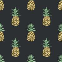 Seamless pineapple pattern. Doodle vector with ananas. Vintage pineapple pattern