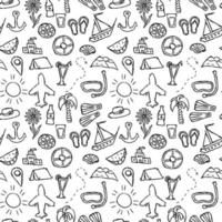 Summer seamless pattern. travel background. Travel vacation set of icons, journey and trip background. Doodle summer travel icons vector