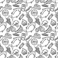 Seamless food pattern. Doodle vector food illustration