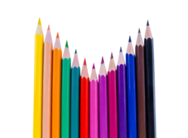 Color pencils with curve layout isolated on a transparent background. Stock photo png