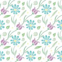 Seamless floral pattern. Doodle floral background. Spring pattern vector