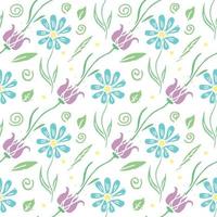 Seamless floral pattern. Doodle floral background. Spring pattern vector