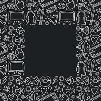 Seamless gaming frame. Doodle background with gaming icons vector