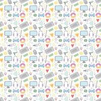 Seamless gaming pattern. Doodle background with gaming icons vector