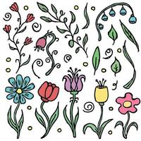 Floral background. Doodle background with flowers. Spring pattern vector