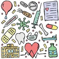 Doodle medicine icons. Vintage medicine background vector